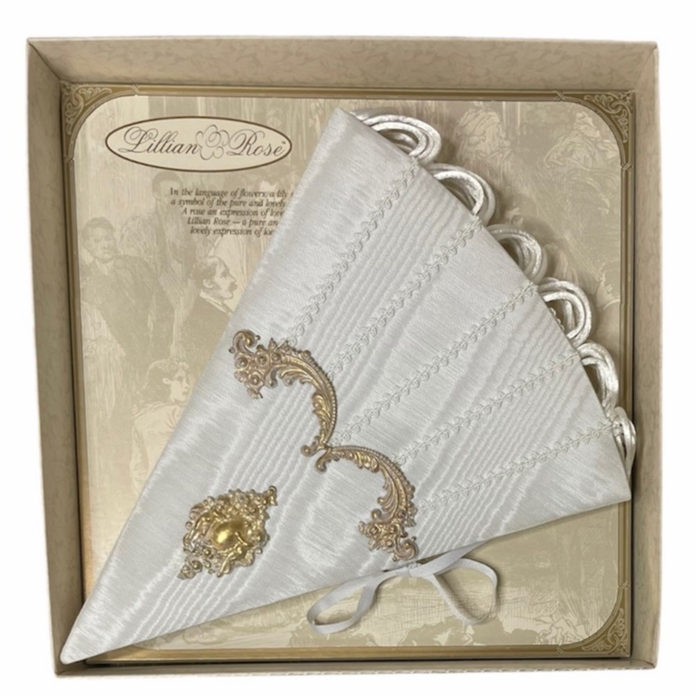 Vintage Guest Book White Lillian Rose Victorian Jeweled Fan Fairytale Cottage